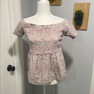 Old Navy Multicolor Floral Pattern Smocked Body Short Sleeve Top Size Large